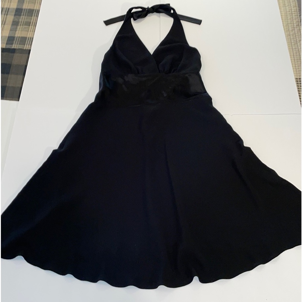 JONES NEW YORK DRESS 14 Black Satin Midi Cocktail Dress Fit and Flair NWT - Picture 11 of 14